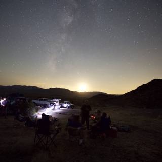 Nighttime Gathering Around Campfire