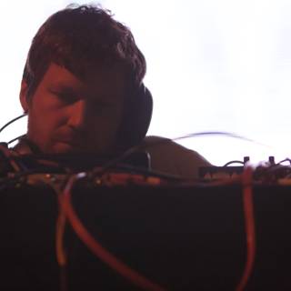 Aphex Twin Entertaining the Crowd with Headphones On