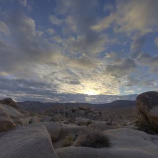 A Majestic Sunset over the Joshua Tree Mountains