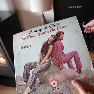 Vintage Sonny & Cher Album Cover Display