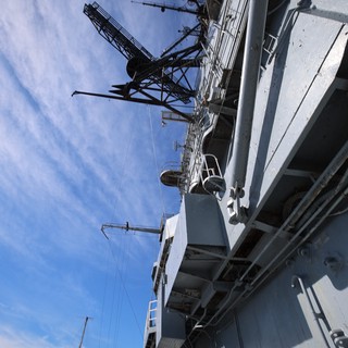 USS Hornet Naval Vessel Superstructure and Communications Array
