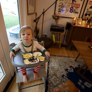 Toddler's Christmas Breakfast in Cozy Modern Home