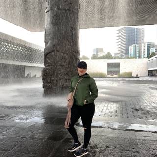 Urban Style in Front of a Fountain
