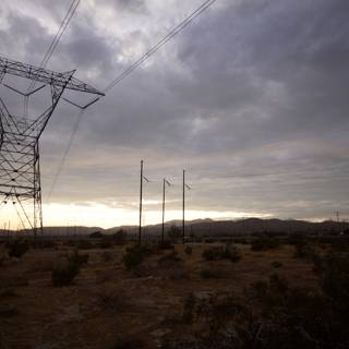 Power Lines and Mountains in the Desert