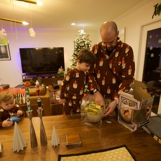 Christmas Morning Science Experiment with Father and Sons