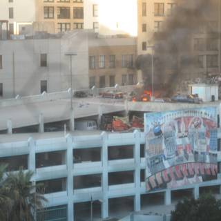 Blaze Erupts in Parking Garage Near City Office Building