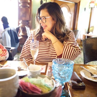Mother and Child Dining at Madonna Inn Restaurant