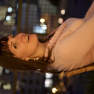 Evening Portrait at Urban Restaurant with Bokeh Lights