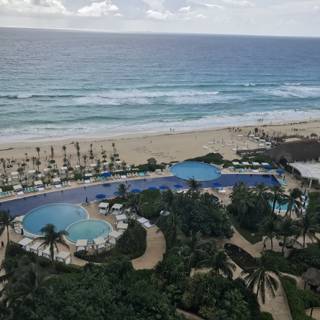 Aerial view of the stunning resort pool and beach