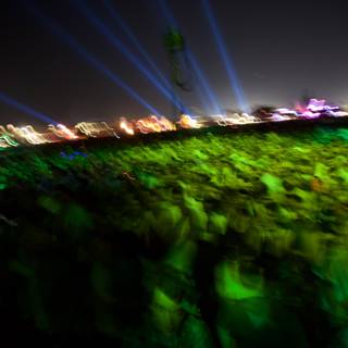 Green Lights Illuminate Music Festival Crowd