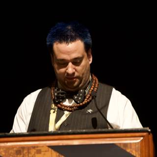Blue-haired Man Speaks at DefCon Conference