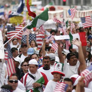 American and Mexican Flags Unite