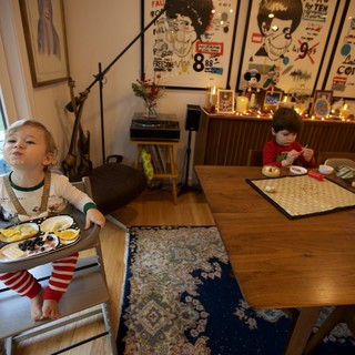 Children Enjoying Breakfast on Christmas Eve Morning