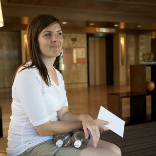 Woman Relaxing in Upscale Hotel Lobby San Francisco