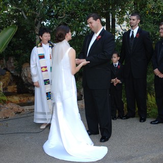 Outdoor Garden Wedding Ring Exchange Ceremony