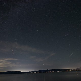 Milky Way and Meteors Over Lake Tahoe