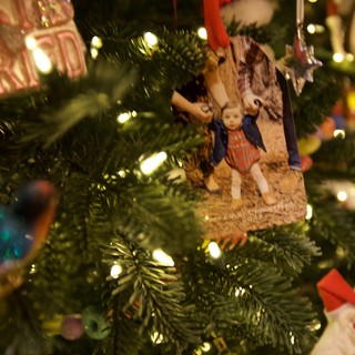 Personalized Photo Ornament on Illuminated Christmas Tree