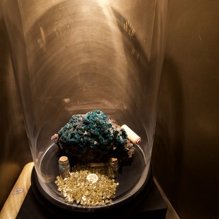 Turquoise Mineral Display Under Glass Dome