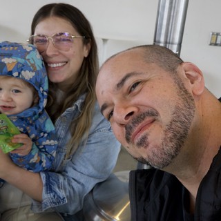 Family Selfie at Home with Toddler