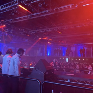 Skrillex and Four Tet Performance with Red Stage Lighting