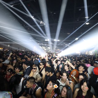Massive EDM Crowd Bathed in Laser Light Show