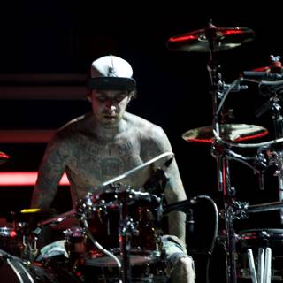 Travis Barker Rocking Out on the Drums