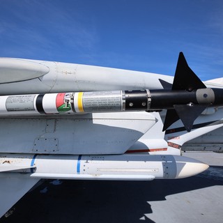 Air-to-Air Missiles Mounted on Military Aircraft Wing