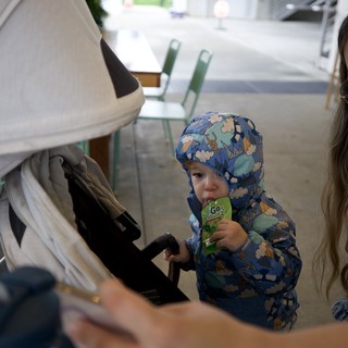 Mother and Child Dining Out at Modern Restaurant