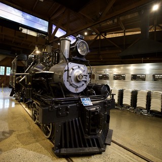Restored Steam Locomotive and Streamliner Train Display