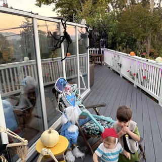 Halloween Deck Decorations with Skeleton and Children