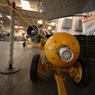 Aircraft Maintenance Equipment in USS Hornet Hangar