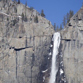 Yosemite Falls Cascading Between Towering Granite Cliffs