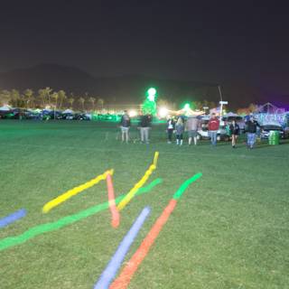 Nighttime Crowd in Grass Field
