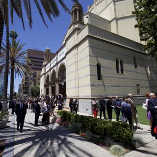 Congregation outside of St. Anthony's Church