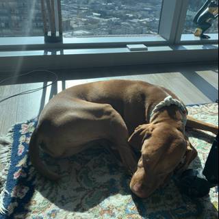 City Pup Enjoys a Sunny Day Indoors