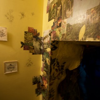 Art-Filled Yellow Corner Gallery Wall Display