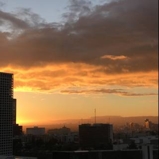 Sunset Silhouette of Los Angeles Skyline