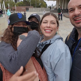 Happy Group Selfie at Public Plaza
