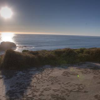 Cliffside View of a Glowing Ocean