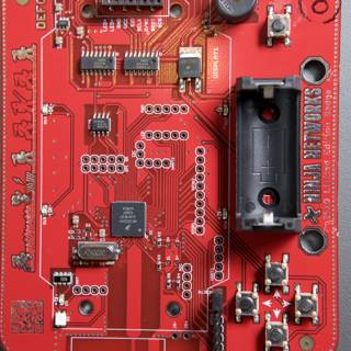 Red Electronic Board with QR Code