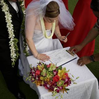 A Hawaiian Wedding with a Stunning Flower Arrangement
