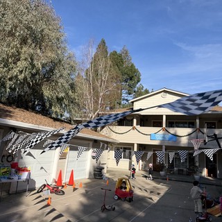 Racing-Themed Children's Birthday Party in Suburban Driveway