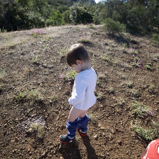 Young Explorer Pauses on Rocky Trail at Mt. Diablo