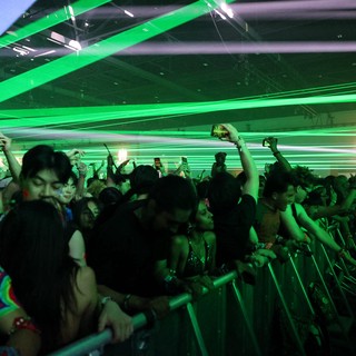 Green Laser Storm Over Wobbleland Festival Crowd