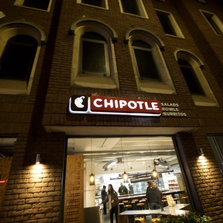 Chipotle Restaurant Storefront at Night in London