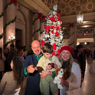 Family Christmas Portrait in Grand Historic Building