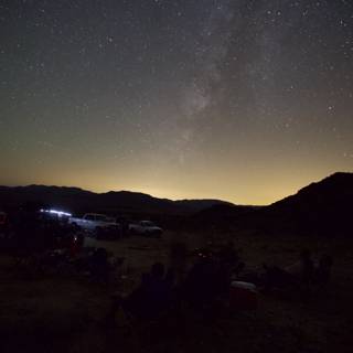 Nighttime Campfire Under the Starry Sky