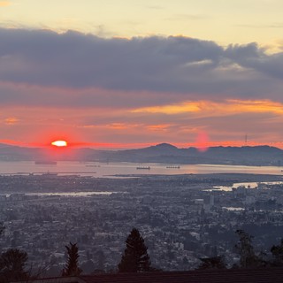 Golden Sunset Over San Francisco Bay from Berkeley Hills