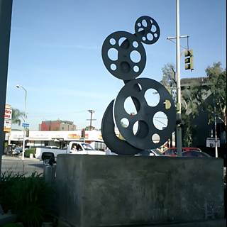 Movie Reel Monument on a Pedestal