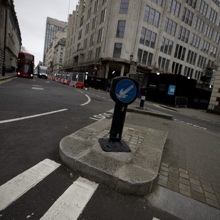 Urban Traffic Sign on London Street Corner